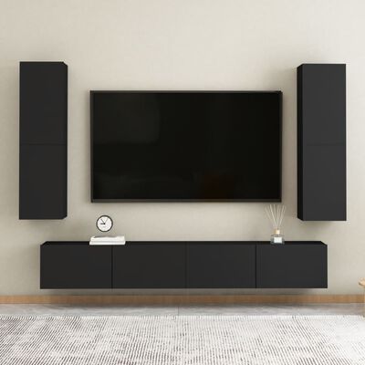 vidaXL Muebles para TV 2 uds madera contrachapada negro 30,5x30x110 cm