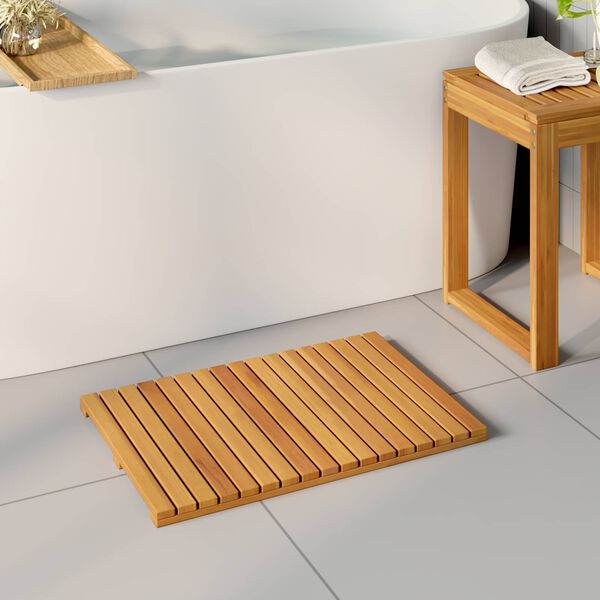 vidaXL Alfombrilla de ba&ntilde;o Liso Marr&oacute;n 60 x 40 cm Madera
