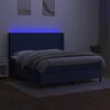 vidaXL Cama box spring colch&oacute;n y luces LED tela azul 180x200 cm
