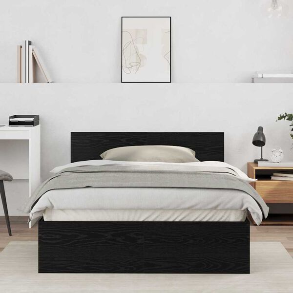 vidaXL Estructura de cama con cabecera Roble Negro 203 x 185 x 70 cm