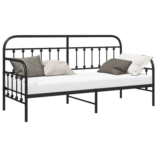 vidaXL Estructura de cama de d&iacute;a con cabecera Negro 75 x 190 cm Acero