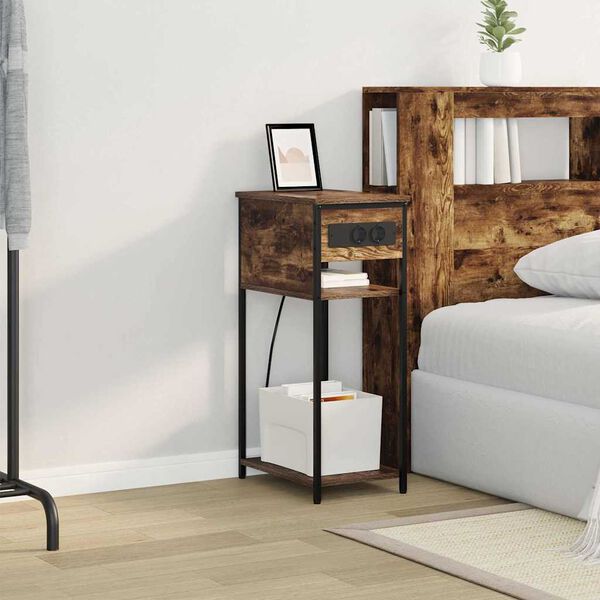 vidaXL Armario de Noche Roble ahumado 41 x 28 x 76 cm