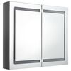 vidaXL Armario de baño con espejo LED gris brillante 80x12x68 cm