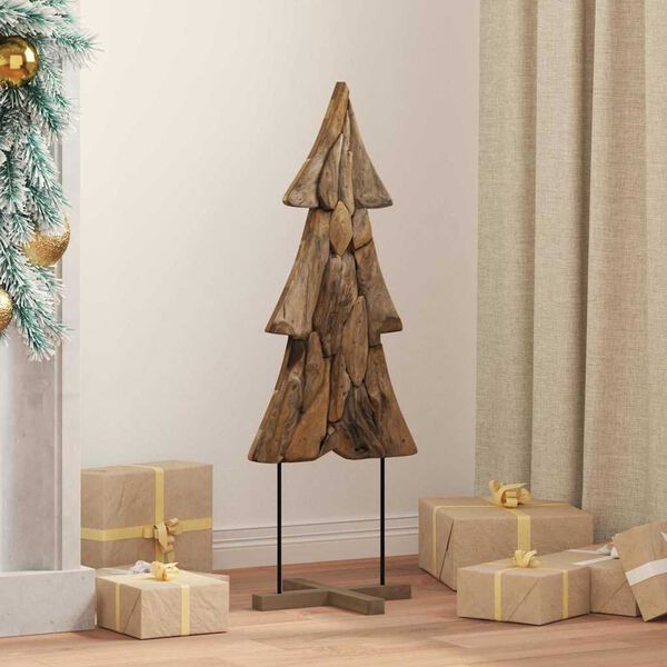 vidaXL &Aacute;rbol de Navidad con soporte Marr&oacute;n 90 cm Madera de teca maciza