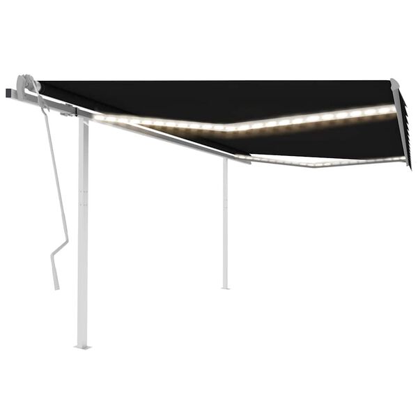 vidaXL Toldo retráctil manual con luz LED gris antracita 4,5x3 m