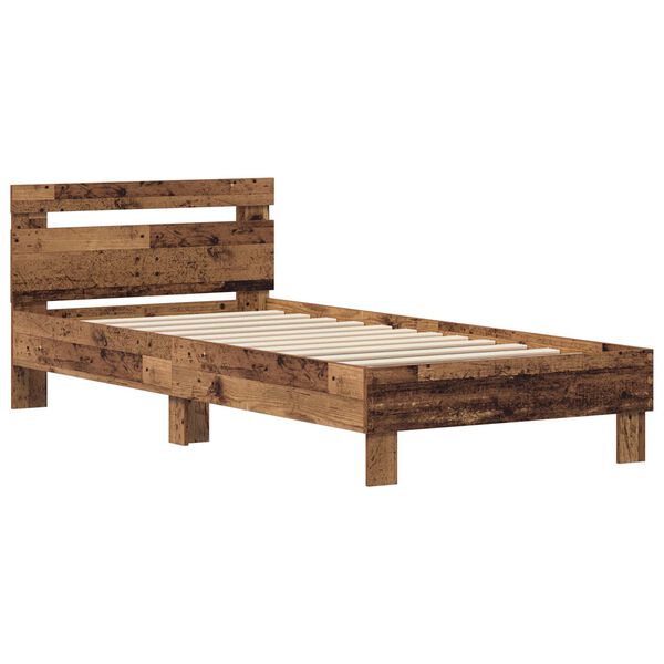 vidaXL Estructura de cama con cabecera Madera vieja 98.5 x 200 cm