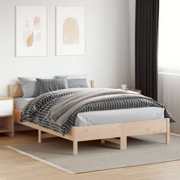 vidaXL Estructura de cama sin colch&oacute;n madera maciza de pino 160x200 cm