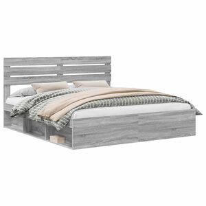 vidaXL Estructura de cama con cabecera Gris Sonoma 180 x 200 cm