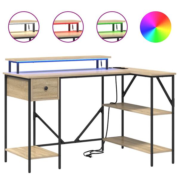 vidaXL Escritorio Roble Sonoma 120 x 79 x 86,5 cm Madera de ingenier&iacute;a
