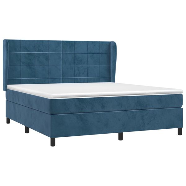 vidaXL Cama box spring con colch&oacute;n terciopelo azul oscuro 160x200 cm