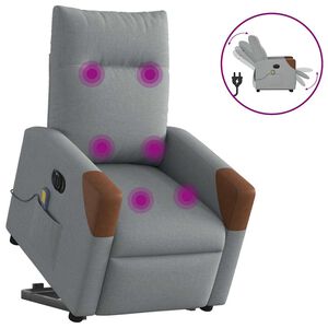 vidaXL Sill&oacute;n de masaje el&eacute;ctrico reclinable elevable tela gris claro