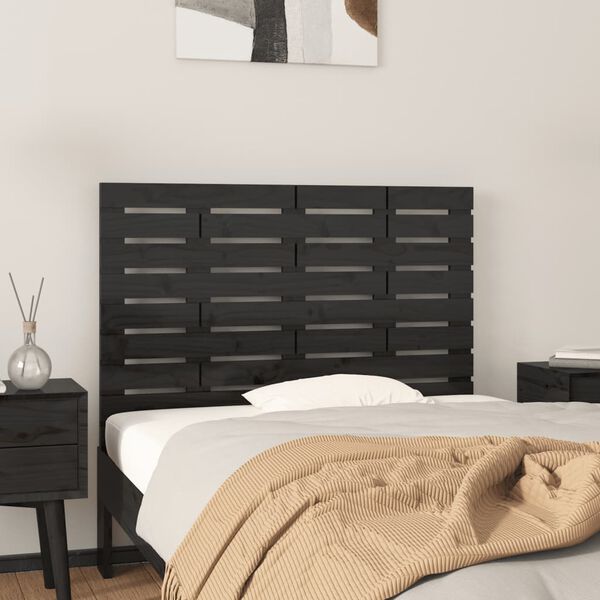 vidaXL Cabecero de cama de pared madera maciza pino negro 96x3x63 cm