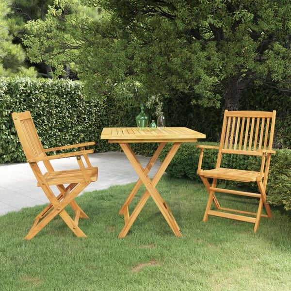 vidaXL Comedor de jard&iacute;n plegable 3 piezas madera maciza de acacia