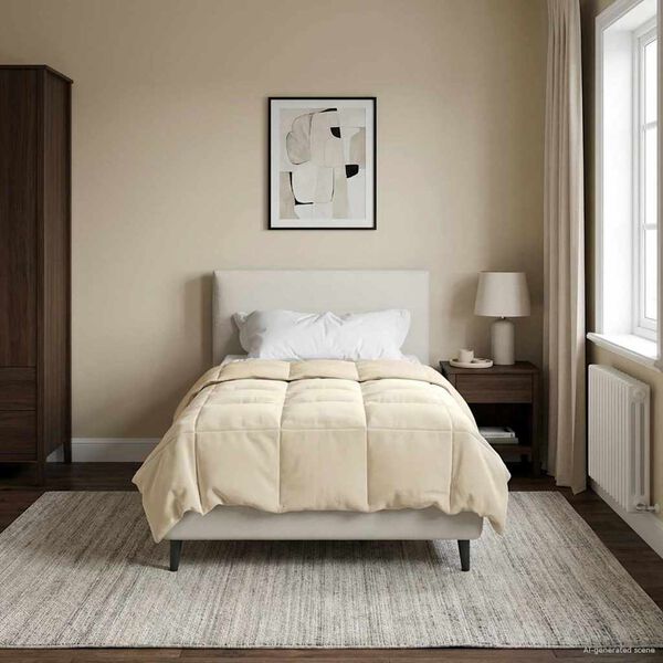 vidaXL Edred&oacute;n de Todo el A&ntilde;o Acolchado Crema 140 x 200 cm Microfibra