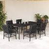 vidaXL Set de comedor de jard&iacute;n 7 pzas y cojines rat&aacute;n sint&eacute;tico negro