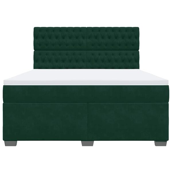 vidaXL Cama box spring con colch&oacute;n terciopelo verde oscuro 180x200 cm