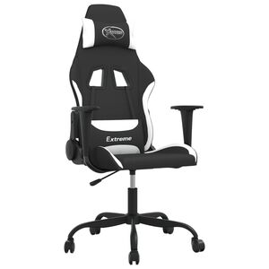vidaXL Silla gaming de masaje tela negro y blanco