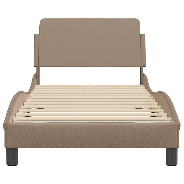 vidaXL Estructura de cama Dover cuero sint&eacute;tico capuchino 90x190 cm
