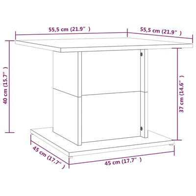 vidaXL Mesa de centro de aglomerado gris hormigón 55,5x55,5x40 cm