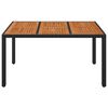 vidaXL Mesa de jardín superficie de madera ratán PE negro 150x90x75 cm