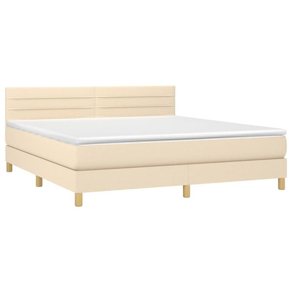 vidaXL Cama box spring con colch&oacute;n tela color crema 180x200 cm