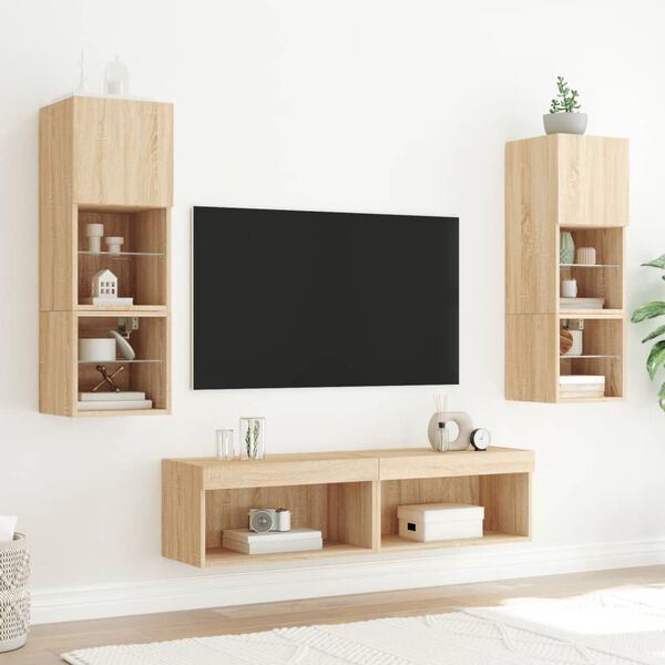 vidaXL Mueble para TV con luces LED roble Sonoma 60x30x30 cm
