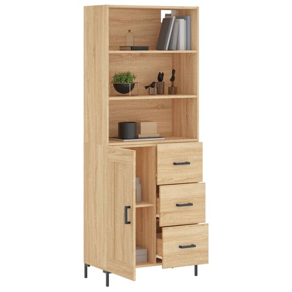 vidaXL Aparador alto madera contrachapada color roble 69,5x34x180 cm