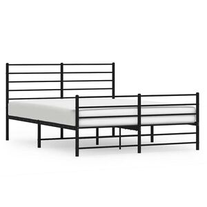 vidaXL Estructura cama sin colch&oacute;n con estribo metal negro 150x200 cm