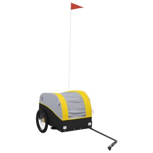 vidaXL Remolque para bicicleta hierro negro y amarillo 30 kg