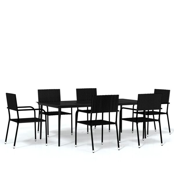 vidaXL Juego de comedor para jard&iacute;n 7 piezas negro
