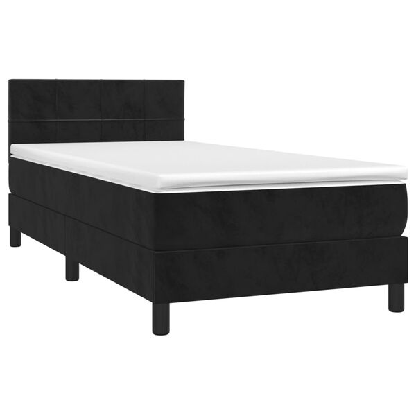 vidaXL Cama box spring con colch&oacute;n terciopelo negro 90x200 cm
