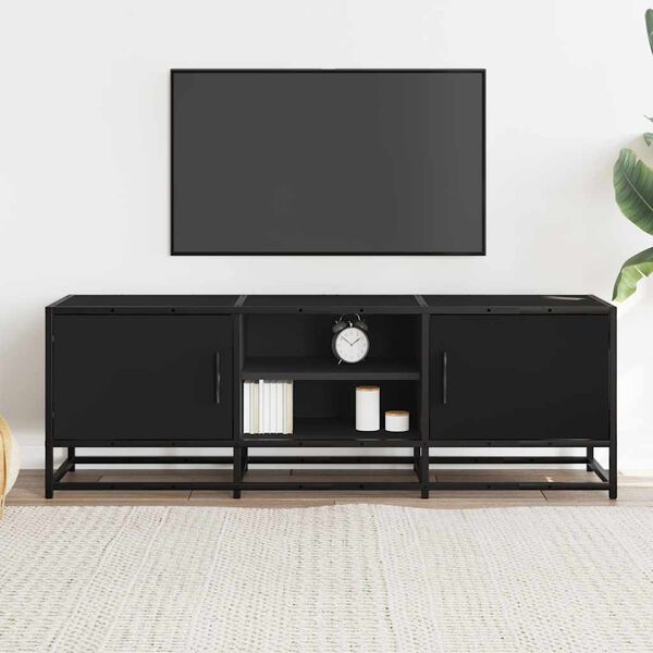 vidaXL Mueble de TV madera de ingenier&iacute;a y metal negro 120x35x41 cm
