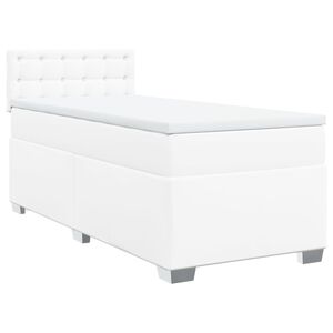 vidaXL Cama box spring con colch&oacute;n cuero sint&eacute;tico blanco 90x190 cm