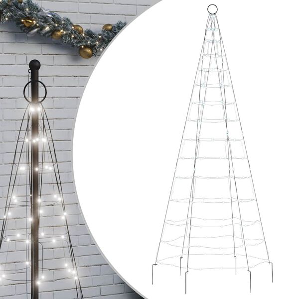 vidaXL &Aacute;rbol de Navidad en asta de bandera 200 LED blanco fr&iacute;o 180 cm