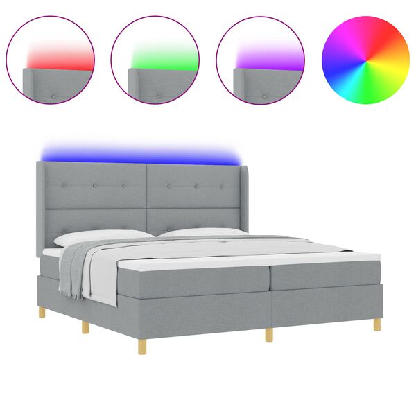 vidaXL Cama tipo Box Spring con colch&oacute;n Gris Claro 140 x 200 cm tela