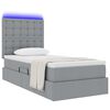 vidaXL Cama con almacenamiento y LED Gris Claro 90 x 190 cm Poli&eacute;ster