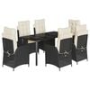 vidaXL Set de comedor de jard&iacute;n 7 pzas y cojines rat&aacute;n sint&eacute;tico negro