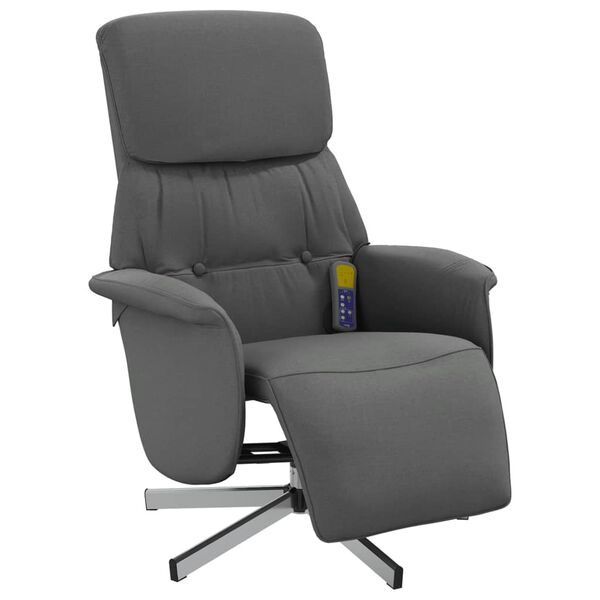 vidaXL Sill&oacute;n reclinable de masaje con reposapi&eacute;s tela gris oscuro