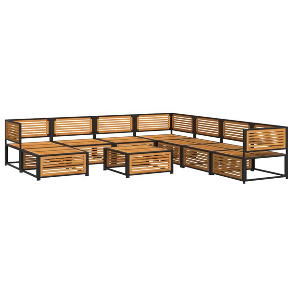 vidaXL Set de sof&aacute;s de jard&iacute;n con cojines 9 pzas madera maciza acacia