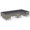 vidaXL Set de muebles de jard&iacute;n 11 pzas y cojines rat&aacute;n sint&eacute;tico gris
