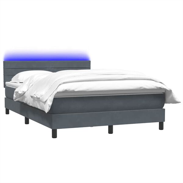 vidaXL Cama box spring con colch&oacute;n y LED terciopelo gris oscuro 160x220 cm