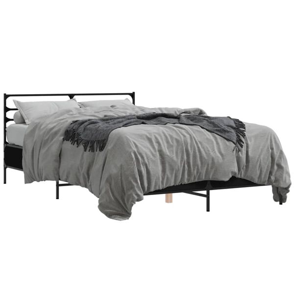 vidaXL Estructura de cama madera de ingenier&iacute;a y metal negro 120x190cm