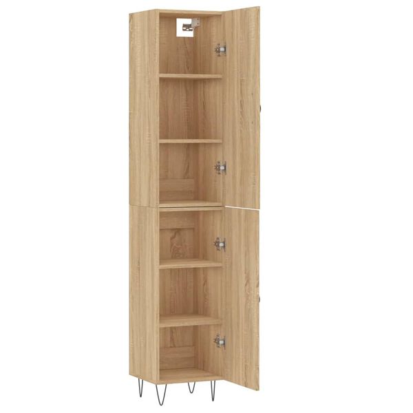 vidaXL Aparador de madera contrachapada roble Sonoma 34,5x34x180 cm