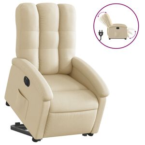 vidaXL Sill&oacute;n el&eacute;ctrico reclinable elevable de tela color crema