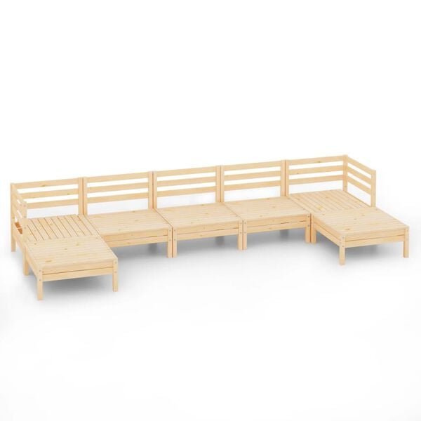 vidaXL Juego de muebles de jardín 7 piezas madera maciza de pino