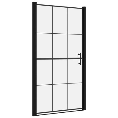 vidaXL Puerta de ducha de vidrio templado negro 100x178 cm