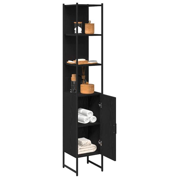 vidaXL Mueble de Cuarto de Ba&ntilde;o Roble negro 33 x 33 x 185,5 cm