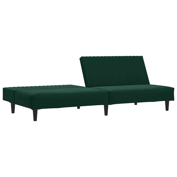 vidaXL Sof&aacute; cama de 2 plazas terciopelo verde oscuro