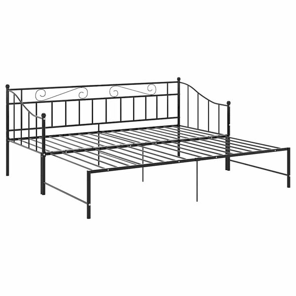 vidaXL Estructura sof&aacute; cama extra&iacute;ble sin colch&oacute;n metal negro 90x200cm