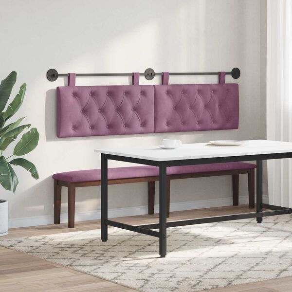 vidaXL Cabecera Colgante Morado 170 x 55 x 7 cm Terciopelo